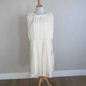 Mod Cloth The Pleat-est Things Mini Dress Sleeveless Bridal Wedding Ivory  NWT3X
